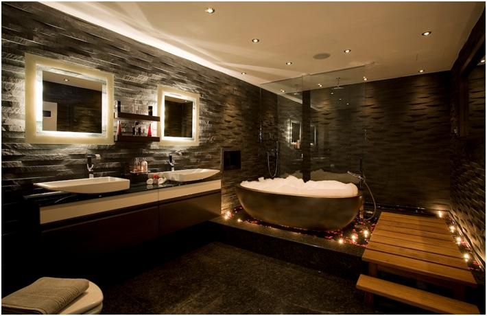 Modern, well-lit bathroom installation